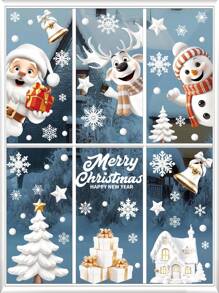 Christmas Window Clings, Snowman Window Decals, Christmas Glass Window Stickers, Winter Holiday Decoration - Multicolor - View 13