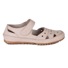 RETRO NUDE LEATHER DOLL SHOE SLIPPERS - Beige - View 3