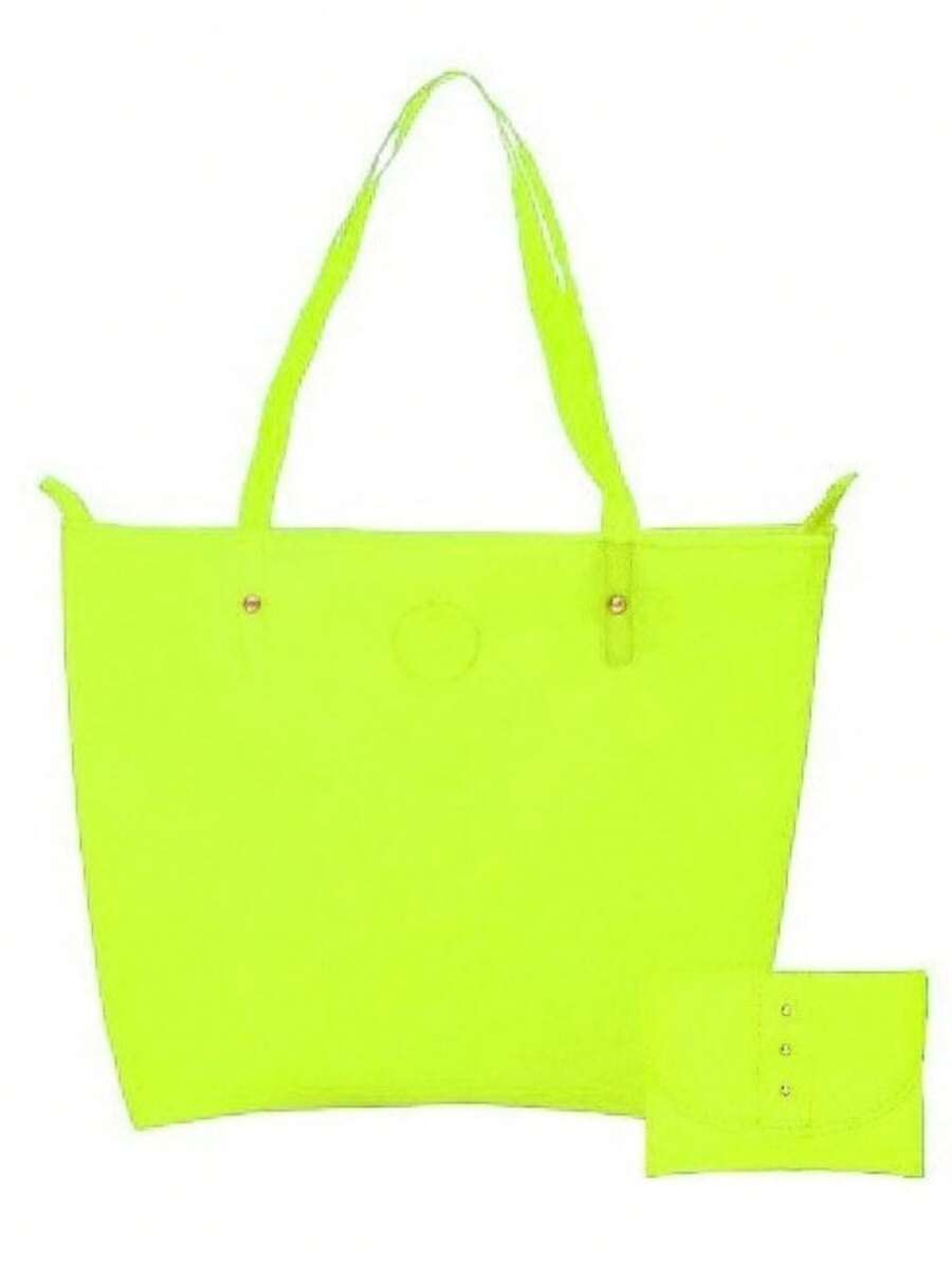 Women's Beach Bag With Waterproof Toiletry Bag - 青檸色 - 查看 1