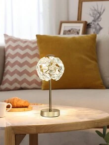 Tiworld 1 Pc K9 Crystal Lamp Shade, Decorative Table Lamp, Mainly In Gold Tone, 3-Color Adjustable Lighting (Light Source Included), Suitable For Home Bedroom, Living Room, Dining Room, Study Room And More