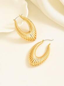 1pair Fashionable Versatile Striped Lucky Bag Unique Design Earrings Suitable For Daily Wear For Women