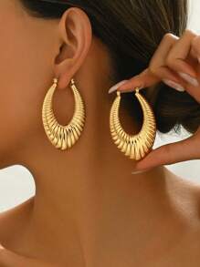 1pair Fashionable Versatile Striped Lucky Bag Unique Design Earrings Suitable For Daily Wear For Women