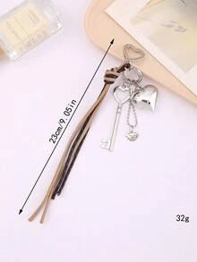 1 件创意多色编织绳心形钥匙扣吊坠 - 彩色 - 查看 3