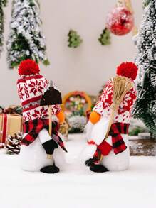 1 Pc Thanksgiving Fur Ball Hat Penguin Dwarf Holding Shovel Broom Gnome Dwarf Decoration Couple Christmas Decoration Supplies Christmas Snowman Ornaments Christmas Knitted Hat Rudolph Decoration. Cloth Decoration Living Room Restaurant Desktop Festive Atmosphere Ornaments Home Decoration Best Gifts Birthday Christmas Decorations Room Decor