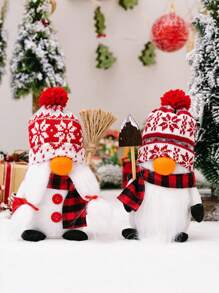 1 Pc Thanksgiving Fur Ball Hat Penguin Dwarf Holding Shovel Broom Gnome Dwarf Decoration Couple Christmas Decoration Supplies Christmas Snowman Ornaments Christmas Knitted Hat Rudolph Decoration. Cloth Decoration Living Room Restaurant Desktop Festive Atmosphere Ornaments Home Decoration Best Gifts Birthday Christmas Decorations Room Decor