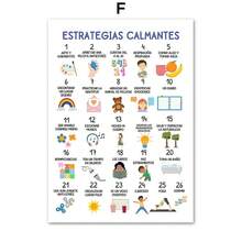 1pc Giáo dục trẻ em Tây Ban Nha Cảm xúc Yoga Thời tiết Áp phích nhà trẻ Bắc Âu Nghệ thuật treo tường In Tranh vải Tranh trang trí phòng trẻ em Không có khung - Nhiều màu - Xem 22