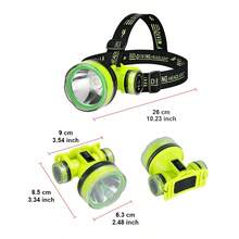 Super Bright LED Headlight New ABS Diving Portable Large Light Cup IPX8 Waterproof Rechargeable LED Diving Headlight Built-In Battery Ultra-Light Fishing And Shrimp Diving Lighting Underwater Light Bright Color Flashlight - Fluorescent Green - View 4