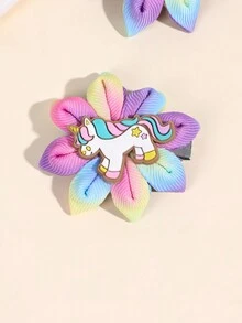 2 chiếc kẹp tóc hoa nhiều màu cho bé gái, phụ kiện vải hình con ong kỳ lân hình bàn chân chó cho trẻ em, phụ kiện tóc dễ thương cho trẻ mới biết đi quà tặng mùa xuân - Nhiều màu - Xem 5