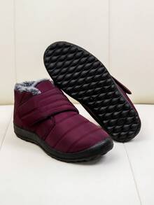 Botas de nieve térmicas antideslizantes para mujer, adecuadas para interiores y exteriores, a juego en pareja - Rojo - Ver 6