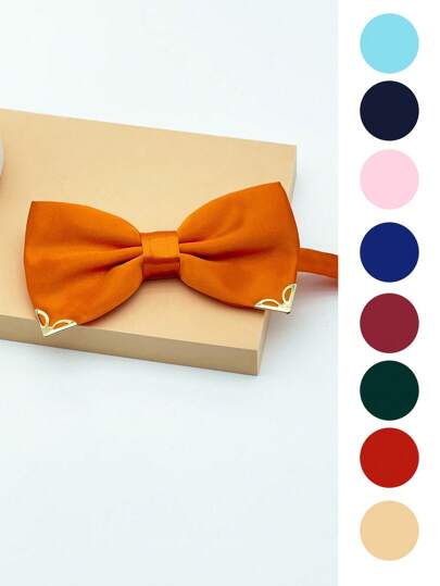 1 件男士时尚金属装饰百搭领结，适合衬衫/西装男士领带的配饰