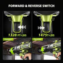 2000N.M(1500 Ft-Lbs) Impact Wrench High Torque, 3/4 To 1/2 Brushless Impact Gun, Cordless Impact Wrench 5.0AH Battery With Fast Charger, Electric Impact Wrench For Heavy-Duty Truck RV