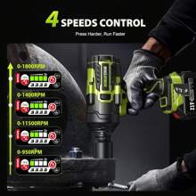 2000N.M(1500 Ft-Lbs) Impact Wrench High Torque, 3/4 To 1/2 Brushless Impact Gun, Cordless Impact Wrench 5.0AH Battery With Fast Charger, Electric Impact Wrench For Heavy-Duty Truck RV