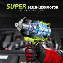 2000N.M(1500 Ft-Lbs) Impact Wrench High Torque, 3/4 To 1/2 Brushless Impact Gun, Cordless Impact Wrench 5.0AH Battery With Fast Charger, Electric Impact Wrench For Heavy-Duty Truck RV