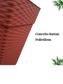 Kit Of 2 Square REINFORCED Polypropylene Vases 10 Liters For Flowers And Decorative Plants Rattan - Rust Brown - View 7