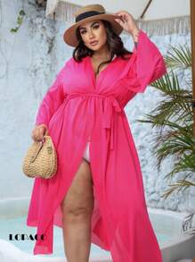 Women Cover Ups - 玫紅色 - 查看 4