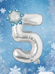 2pcs/Set 32" Silver Number Foil Balloon, Ice And Snow Birthday Party Decor Balloons, Frozen Theme, Frozen Balloons, Mini Gradient Snowflake Balloons, Winter Theme Party Decor, Snowflake Party Decoration, Christmas Party Decoration - Multicolor - View 10