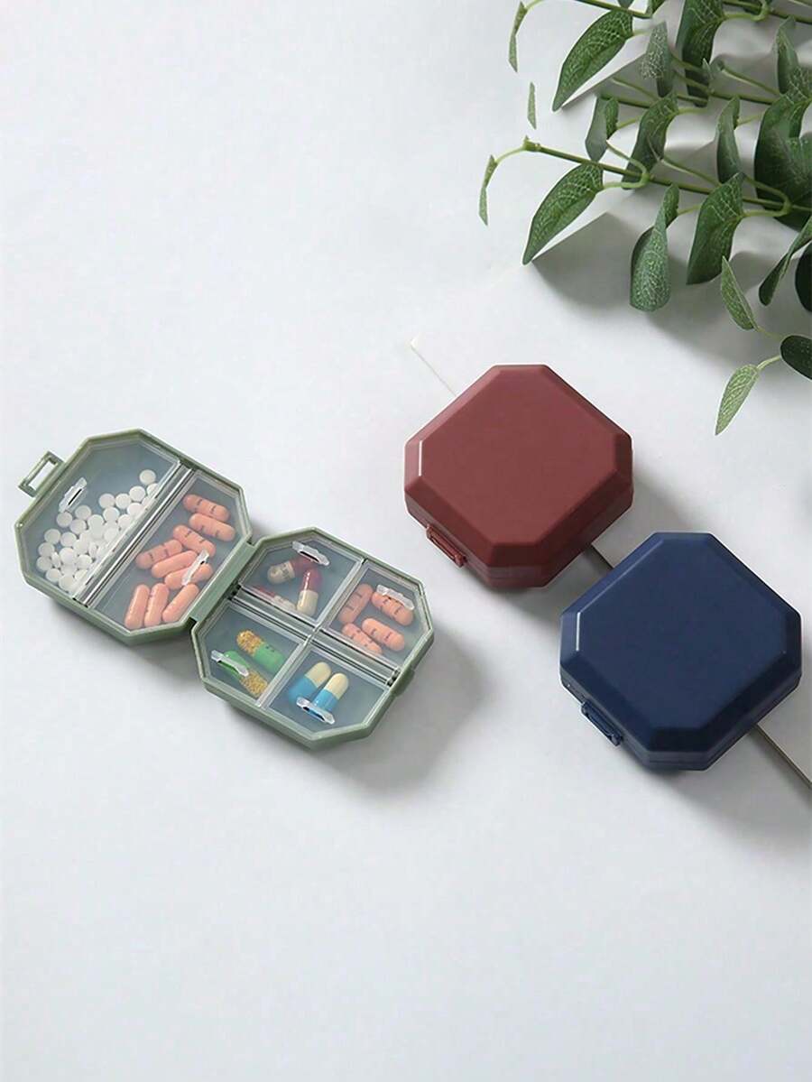 Mini Portable Pill Organizer 6 Grid Compartment Travel Pillbox Nordic