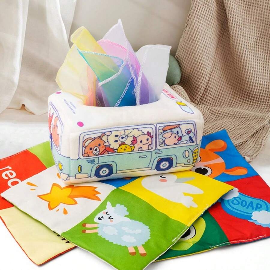 NonTear Baby Tissue Paper With & NonFading Bus Shaped Tactile