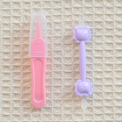 2pcs/Set Ear Cleaning Clip Set, Infant Nasal Aspirator For Clearing Mucus,Newborn Baby Nose Cleaning Tweezers, Baby Nose Cleaner And Ear Wax Removal Tool. Baby Care Gadget . Snot Booger Picker For Newborns, Infants & Toddlers