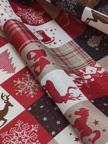 1 pezzo Nuovo tessuto decorativo natalizio, decorazione per feste natalizie, tovaglia con stampa creativa a cartoni animati natalizi per tavolo, lavabile in lavatrice, dimensioni 150*180cm per tavolo da pranzo natalizio