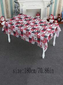 1 pezzo Nuovo tessuto decorativo natalizio, decorazione per feste natalizie, tovaglia con stampa creativa a cartoni animati natalizi per tavolo, lavabile in lavatrice, dimensioni 150*180cm per tavolo da pranzo natalizio