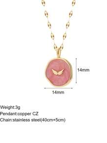 1pc Evil Eye, Bowknot Charm Pendant Necklace, Orange Lucky Golden Heart Pendant Necklace, Cross Pendant Necklace, Mother's Day Gift, Women Stainless Steel Jewelry