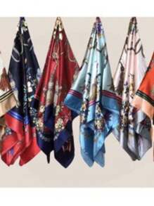 90x90cm Lenço Cetim Cabeça Pescoço de Seda Super Moda - Multicolorido - Visão 2