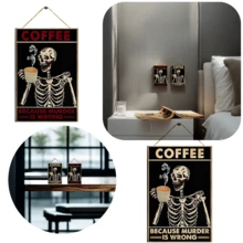 1pc 7.87in*5.3in'Vì Sai' Tranh Treo Halloween, Tranh Treo Đầu Lâu Trang Trí Biển Treo Bằng Gỗ Cho Nam & Nữ -- Trang Trí Nghệ Thuật Treo Tường Thú Vị Cho Quán Bar/Câu Lạc Bộ/Quán Cà Phê Quà Tặng Tốt Nhất - màu đen - Xem 1