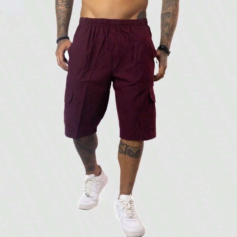 Tactel Cargo Wine Bermuda Shorts - Comfort And Practicality, Style And Functionality. - Burgundy - View 1