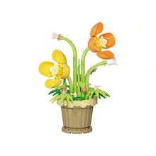 花卉盆栽拼装拼插积木玩具，花卉积木植物创意礼物，桌面摆件，情人节生日礼物圣诞礼物 - 彩色 - 查看 18