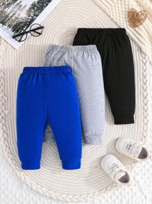 Bộ 3 quần dài thường ngày in hình trái tim và chữ cho bé trai, đồ thể thao đa năng, mùa thu - Nhiều màu - Xem 2