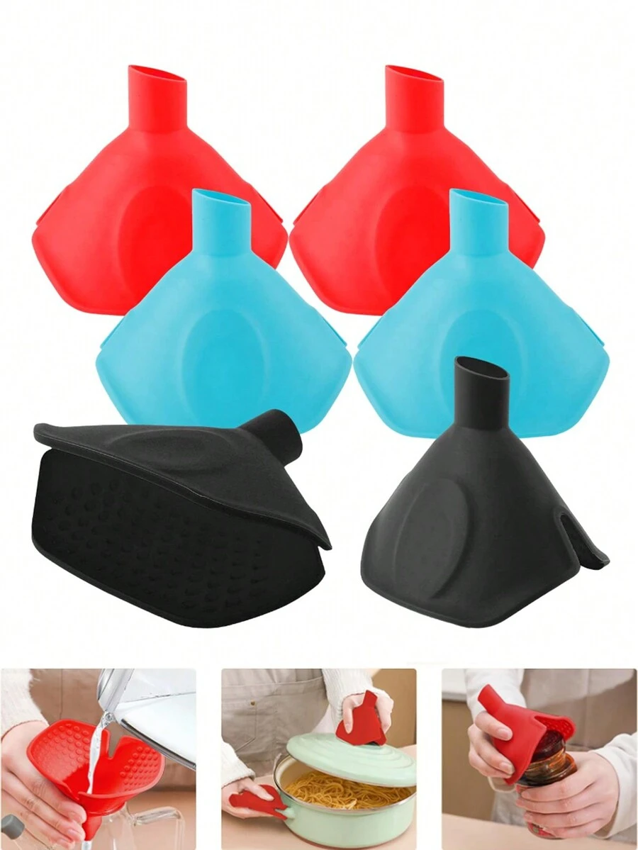 硅胶漏斗二合一隔热夹漏斗防滑防烫硅胶夹耐热厨房漏斗便携式硅胶漏斗用于灌装瓶子