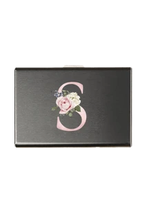 6 个卡槽卡套男士 S 射频识别模块铝合金超薄钱包钱包金粉印花钱包带粉色花卉字母 A-Y 满足日常收纳需求携带方便适合工作购物派对赠送给家人朋友情侣生日礼物纪念品卡夹钱包名片夹信用卡夹