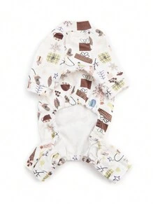 1 件可爱印花宠物睡衣 Paj 柔软有弹性小狗猫衣服适合中小型男狗和女狗