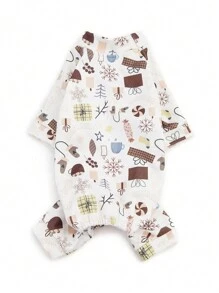 1 件可爱印花宠物睡衣 Paj 柔软有弹性小狗猫衣服适合中小型男狗和女狗