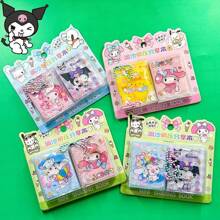 Sanrio Fließend Sand Entspannungshandbuch mit Aufklebern Mini Notizbuch für Studenten zum Mitnehmen, süße Erinnerungsstücke teilende Bohnen Notizbuch (zufälliger Stil)(kleine Zubehörteile zufällig)