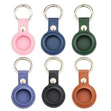 AirTag Protective Leather Case Keychain Compatible With Apple Airtags Holder, Tracker Cover With Airtag Key Ring Compatible New AirTag Dog Collar