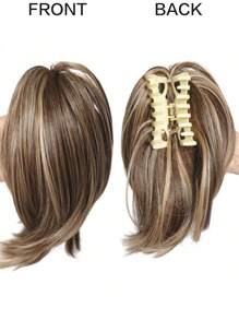 Messy Flully Straight Bun Hair Piece Synthetic Claw Clip In Short Ponytail Extension For Women, Halloween - Piano Color - View 6