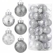 30-Pack Shatterproof Christmas Ball Ornaments - 2.36 Inch Decorative Baubles For Holiday Tree, Wedding, And Party Decorations - Silver - View 1