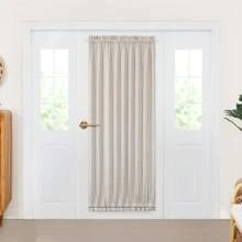 1 Pc French Door Curtain Panel, Linen 100% Blackout Thermal Curtains For Patio Door Sliding Door Curtains For Front Door - 亞麻布 - 查看 3