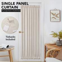 1 Pc French Door Curtain Panel, Linen 100% Blackout Thermal Curtains For Patio Door Sliding Door Curtains For Front Door - 亞麻布 - 查看 4