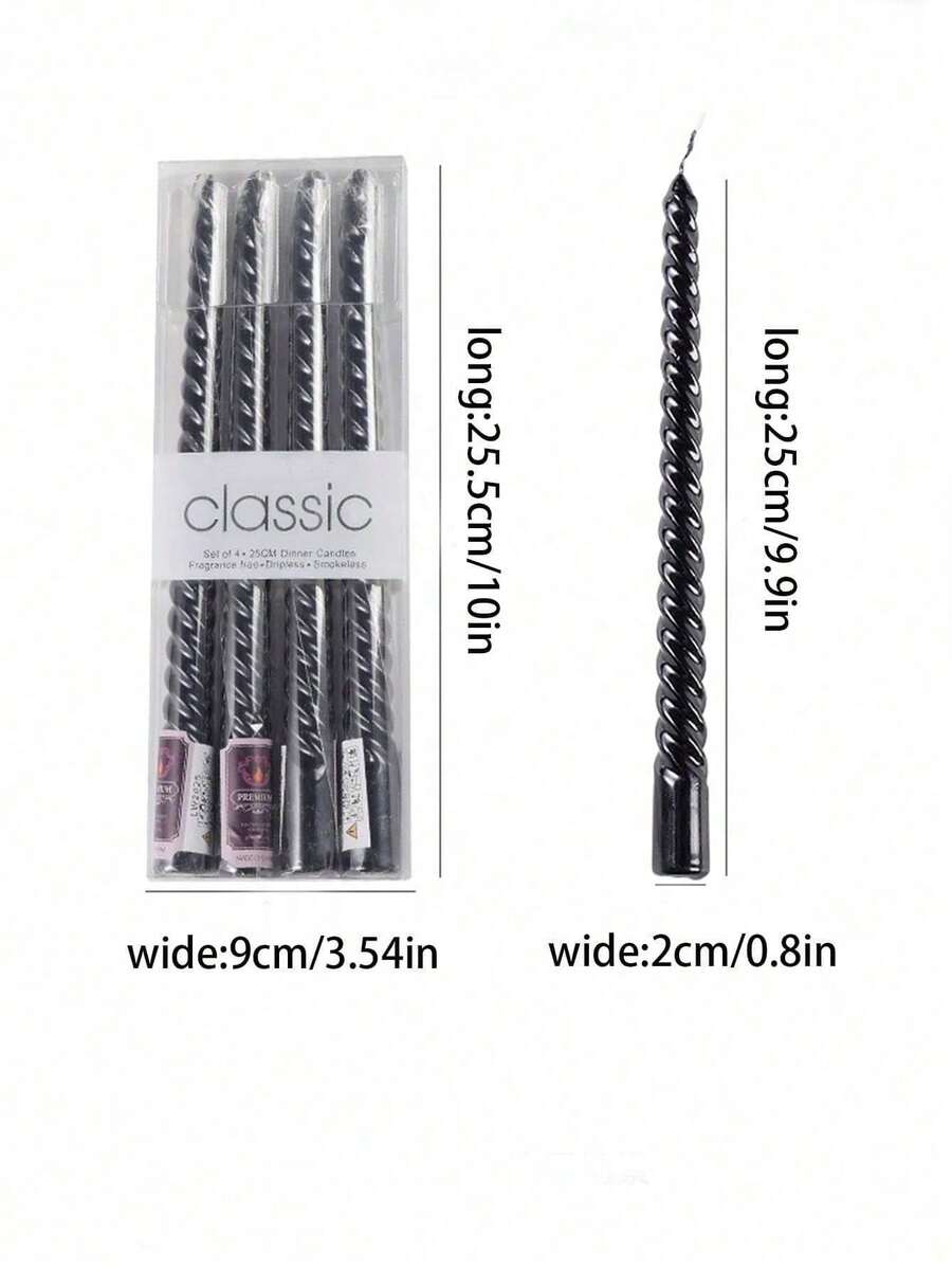 25 厘米大螺旋蜡烛棒，4 件套，适用于家居装饰、节日布置、餐厅装饰、派对 - 款式 - 查看 1