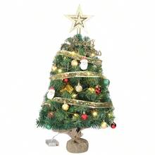 20 In Pre-Lit Artificial Mini Christmas Tree, Tabletop Small Xmas Pine Tree With Ornaments And 30 Warm Lights Battery Operated For Home Office Store Holiday Deco, Green - 綠色 - 查看 9