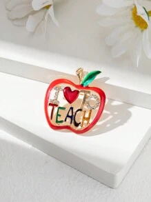 1 件合金水晶水钻教师节主题胸针，独特创意节日配饰礼物，适合女性、西装外套大衣别针 - 金黃色 - 查看 13