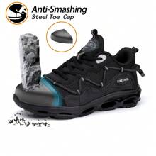 Steel Toe Sneakers For Men Women Comfortable Indestructible Safety Shoes Lightweight Slip-Resistant Composite Toe Work Shoes For Construction Industrial - 黑色 - 查看 3