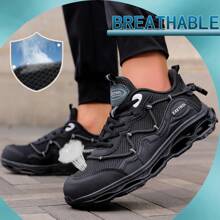 Steel Toe Sneakers For Men Women Comfortable Indestructible Safety Shoes Lightweight Slip-Resistant Composite Toe Work Shoes For Construction Industrial - 黑色 - 查看 2