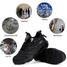 Steel Toe Sneakers For Men Women Comfortable Indestructible Safety Shoes Lightweight Slip-Resistant Composite Toe Work Shoes For Construction Industrial - 黑色 - 查看 6
