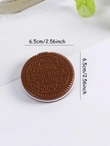 可爱饼干镜梳，1 2.55英寸巧克力夹心饼干化妆镜，可爱公主，便携式折叠圆形镜梳妆台，适合户外旅行，便携式补妆、化妆、节日礼物。 - 彩色 - 查看 2