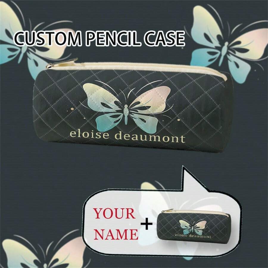 1 件可定制铅笔盒、可定制收纳袋、可定制独特设计（照片、姓名、插图）、轻质拉链化妆包、铅笔盒、经典风格铅笔盒，适合学校/学生/返校季节