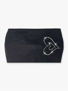 1 Băng đô thun hình trái tim đính đá pha lê màu trơn dùng cho mùa đông dành cho nữ, thích hợp để tập thể dục, chống trượt, thoáng khí, dây buộc tóc thể thao co giãn' - Nhiều màu - Xem 10